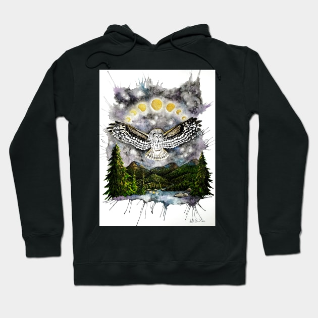 Owl Moonlight Lake Hoodie by Gyngr-art